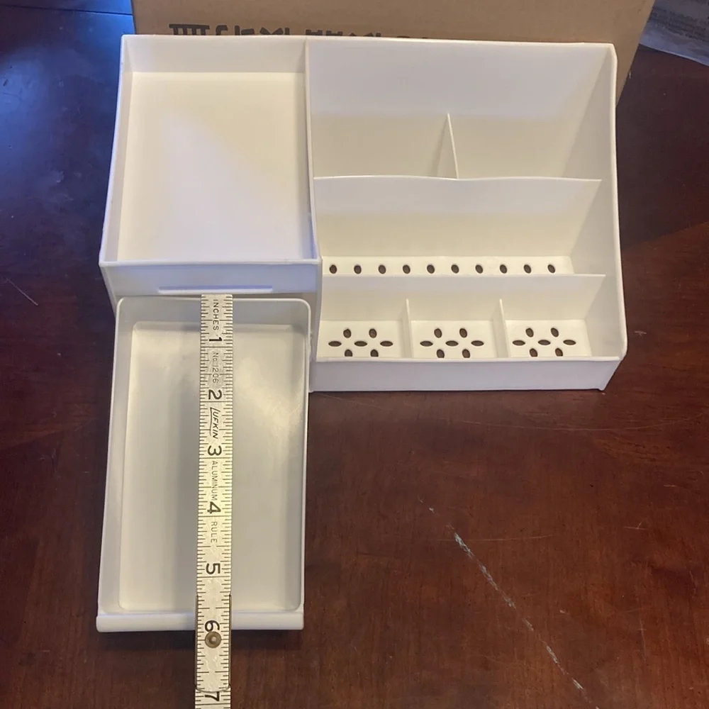 1pc White Drawer Cosmetic Storage Box, Makeup Organizer With Dividers